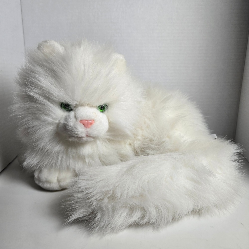 Russ NIKKI Cat Kitten White Persian 12" Plush Green Eyes Stuffed Animal